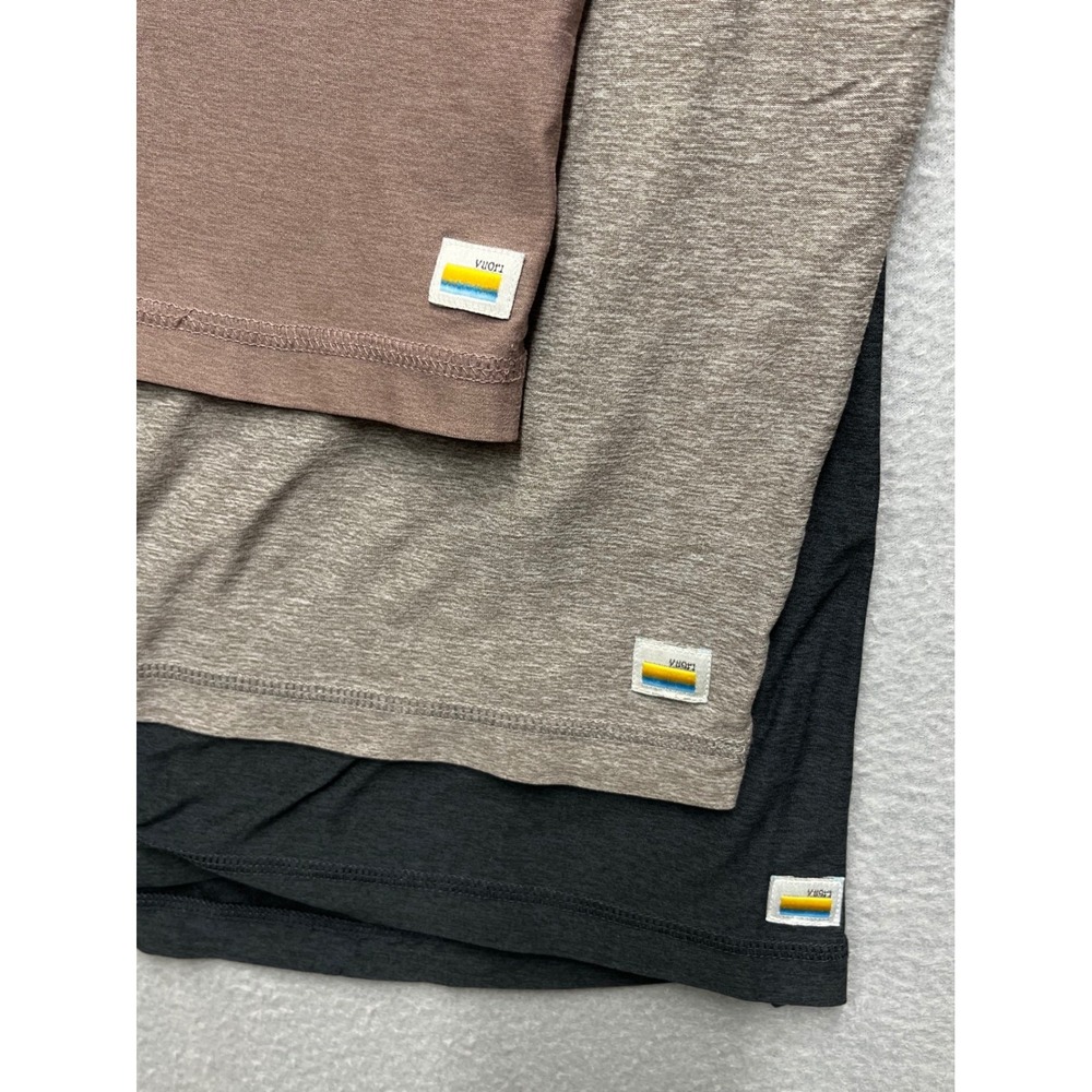 Vuori Mens Tuvalu Tee 3 Pack Bundle Heather Grey Charcoal Brown Short Sleeve L